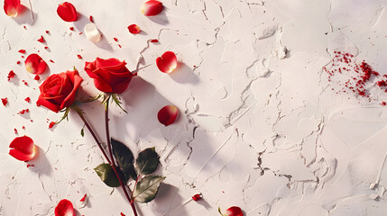 a white background with a shattered rose
