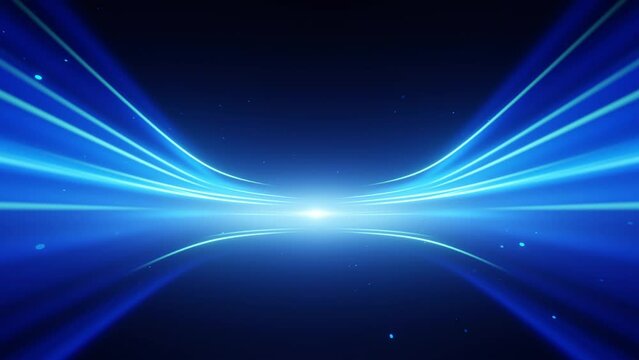 Dynamic abstract background with blue light streaks converging in the center, reminiscent of space and speed themes.