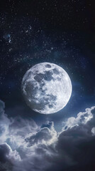 Fototapeta na wymiar Night sky with clouds, moon and stars
