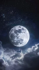 Crédence de cuisine en verre imprimé Pleine Lune arbre Night sky with clouds, moon and stars