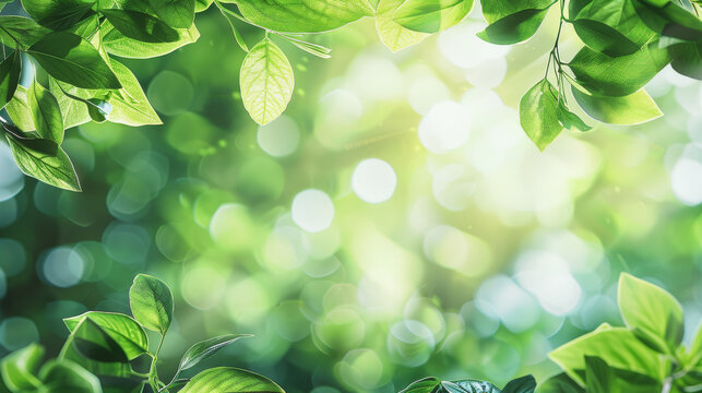 Green leaves over a blurred organic background. Fresh nature concept.