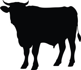 Cow Silhouette illustration Vector White Background