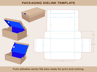 Sneaker shoe Box Template Medium size 13 x 7.5 x 4 Inch | One piece corrugated shoebox die line template