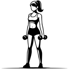 Woman Do Workouts with Dumbbells.