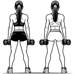 Woman Do Workouts with Dumbbells.