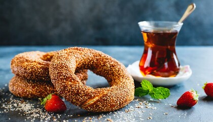 Turkish bread Simit for breakfast