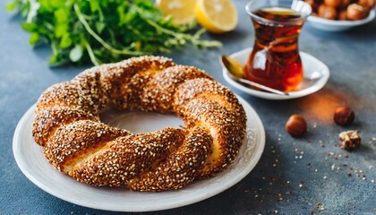 Turkish bread Simit for breakfast