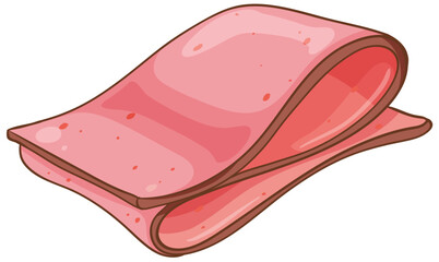 Cartoon vector of a folded ham slice