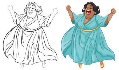 Vector illustration of a happy woman dancing