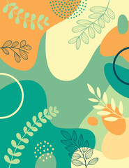  banner frame background .Colorful poster background vector illustration.Exotic plants, branches,art print for beauty, fashion and natural products,wellness, wedding and event.