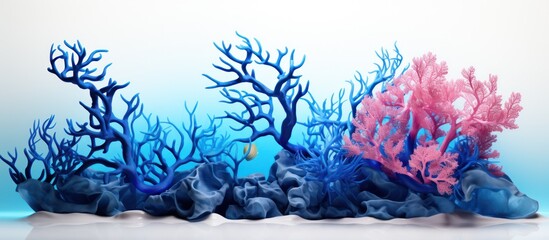 Decorative coral isolated blue sea water background