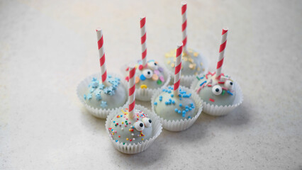 Blue Cake pops looking at you