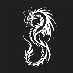 Dragon tattoo design, Dragon tribal, Dragon vector, Dragon illustration. Dragon logo