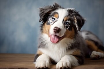 Fototapeta premium an Australian Shepherd puppy, aussie. breed of dog. pet.