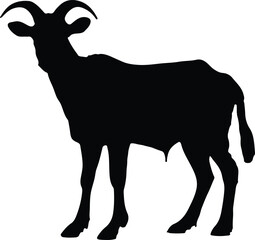 Goat Silhouette illustration Vector White Background