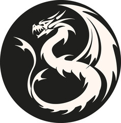 Naklejka premium Dragon tattoo design, Dragon tribal, Dragon vector, Dragon illustration. Dragon logo