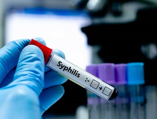 Fototapeta premium Blood sample of patient negative tested for syphilis.