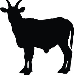 Goat Silhouette illustration Vector White Background