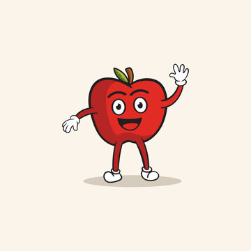 Apple vector cartoon character