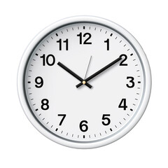 White wall clock. Isolated on transparent background.