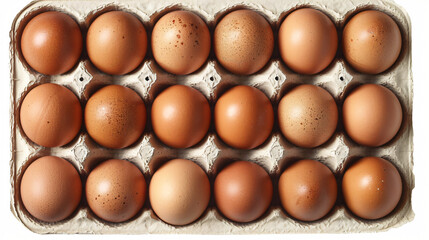Set of brown eggs on a white background.