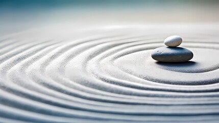 Fototapeta na wymiar A single pebble standing out in a Zen garden, representing simplicity and mindfulness.
