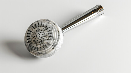 Shower head with filter on a white background.