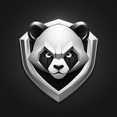 panda logo with silver shield