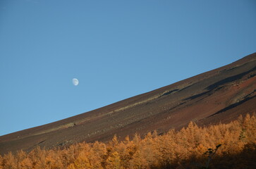 月と山肌