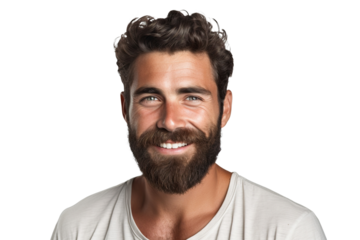Handsome bearded man smiling, cut out