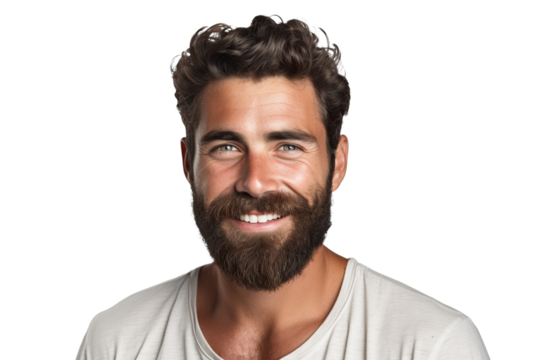 Handsome bearded man smiling, cut out