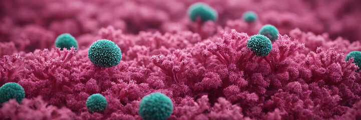 bacteria isolated on clear background, in the style of dark turquoise and light magenta, sketchfab, tilt-shift lenses