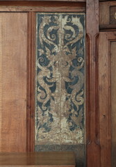 Amsterdam Oude Kerk Church Aged Decoration on Wooden Panel, Netherlands