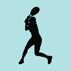 Tennis Athlete Player Pose Silhouette Vector