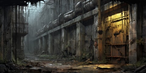 Abandoned jail in a post-apocalyptic era