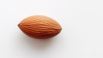 Almond isolated on a wooden background with a backdrop of pure white