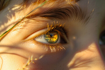 photograph of a person born under the zodiac sign Leo, in good lighting, iridescent colors of golden light, light gray, light orange and light green, play of light and shadows Concept of astrologers.