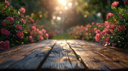 Spring Garden Inspiration, Empty Wooden Table Banner