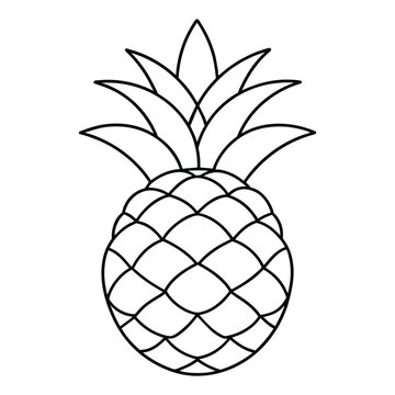 Vector of pineapple coloring pages for kids