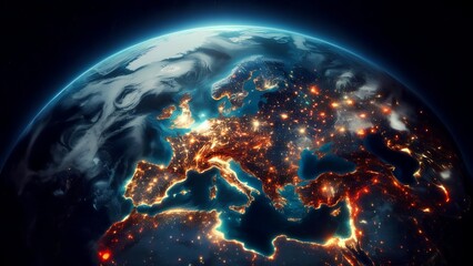 Europe from space. Elements of this image furnished by NASA. 3D rendering