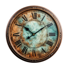 Elegant, antique-style wall clock with large Roman numerals, cut out