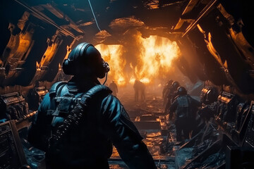 Soldiers on the battlefield wars for games and graphic design Created with Generative AI technology.