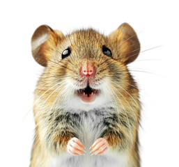 Portrait of a mouse close-up mouse on a transparent background.
