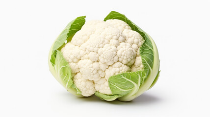 An isolated cauliflower on a background of pure white