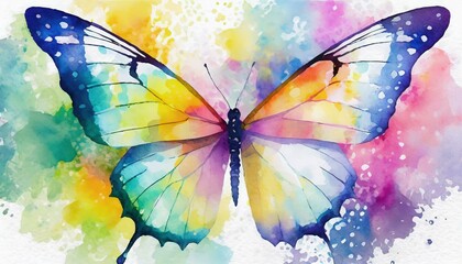 butterfly on a flower wallpaper texter butterfly on a pink background, Watercolor Colorful Butterfly