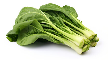 Chinese broccoli vegetables that are isolated against a blank white background