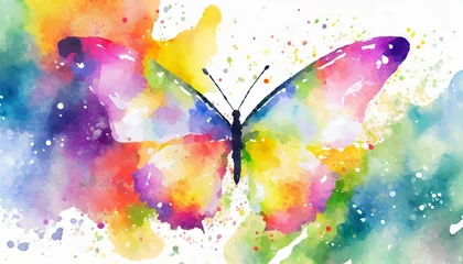 Photo sur Plexiglas Papillons en grunge abstract watercolor background, wallpaper Wallpaper texter butterfly on a pink background, Watercolor Colorful Butterfly