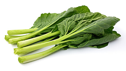 Chinese broccoli vegetables that are isolated against a blank white background