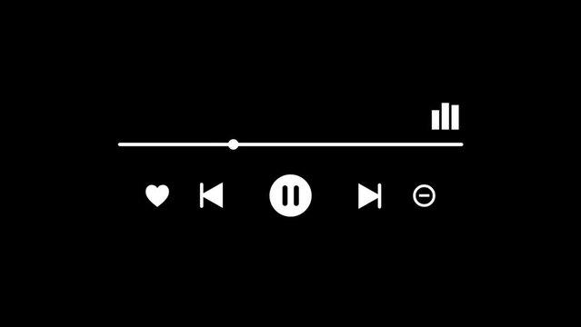 Black screen music player overlay template animation with equalizer.