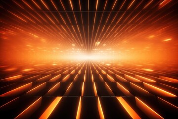 Abstract Orange Glowing Lines Perspective Background. 